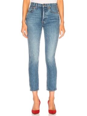 Re/Done Double Needle Crop Jeans Saf Wash Size 27